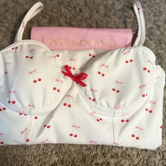 LoveShackFancy Veranda Mina One Piece | Cherry Bow Print | Dustbag | NWT | S - Picture 15 of 15